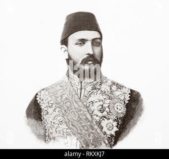 Mohamed Tewfik Pasha, 1852 – 1892, aka Tawfiq of Egypt.  Khedive, or viceroy of Egypt and the Sudan between 1879 and 1892 and the sixth ruler from the Muhammad Ali Dynasty.  From La Ilustracion Española y Americana, published 1892. Stock Photo