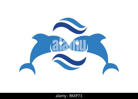 twin fish logo icon vector Stock Vector