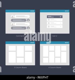 Website Wire frame Layouts UI Kits for Site map and Ux Design Stock Vector