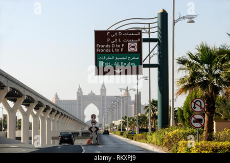 On the Shekh Zayed Road with the IBN Battuta Gate Hotel with its huge Arabic arch in Downtown Dubai, Dubai in the United Arab Emirates, (UAE) Stock Photo