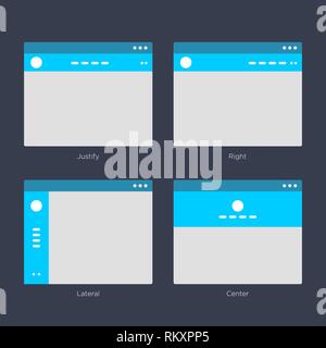 Website Wire frame Layouts UI Kits for Site map and Ux Design Stock Vector