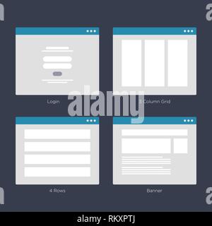 Website Wire frame Layouts UI Kits for Site map and Ux Design Stock Vector