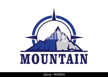 mountain abstract logo compass Stock Vector