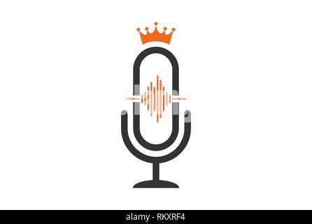 microphone record abstract king logo Stock Vector