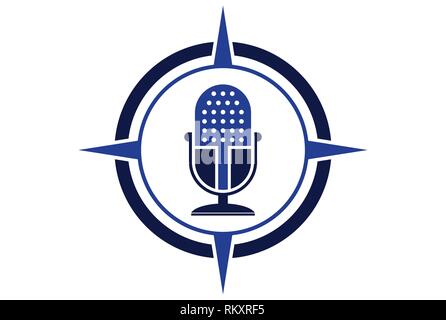 microphone abstract compass logo icon Stock Vector