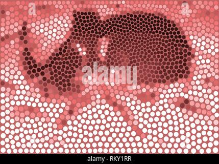 Rhinoceros beetle in white, pink, dark red, brown and black dots vector illustration on a pink background Stock Vector
