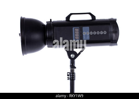 Head of studio flash strobe lamp light. Stock Photo