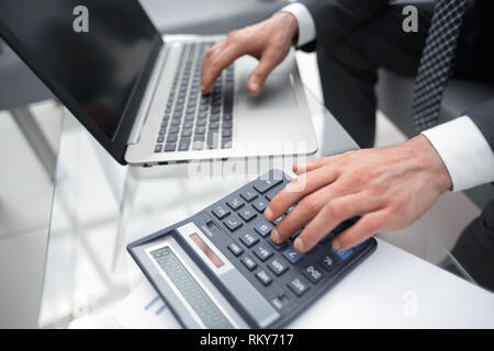 close up.businessman works with financial data Stock Photo