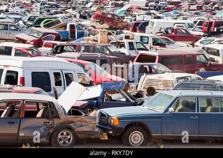 Cars in junkyard Stock Photo