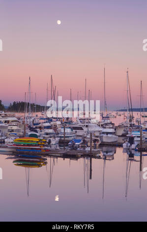 Full Moon Over Ganges Harbor Stock Photo