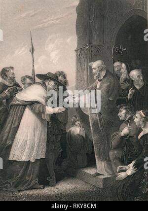 'Cardinal Wolsey Entering The Abbey of Leicester', 1530, (mid 19th century). Creator: Albert Henry Payne. Stock Photo