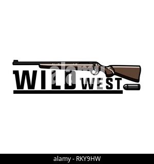 Color vintage wild west emblem. Vector illustration, EPS 10 Stock Vector