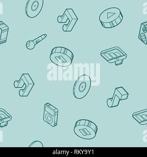 Music color outline isometric pattern. Vector illustration, EPS 10 Stock Vector