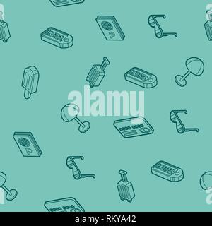 Tourism color outline isometric pattern. Vector illustration, EPS 10 Stock Vector