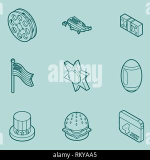 America color outline isometric icons. Vector illustration, EPS 10 Stock Vector