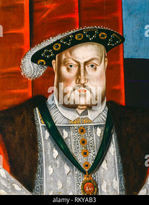 Portrait of Henry VIII of England by the British School, painting in oil on panel, before 1626 Stock Photo