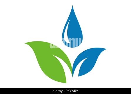 leaf water nature concept logo icon vector concept flat design Stock Photo