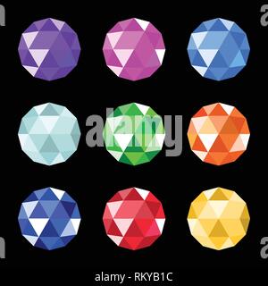 Vector jewels set. Gem stock vector illustration. Gemstones collection of different color Stock Vector