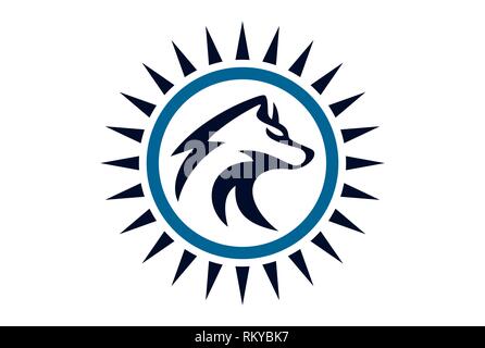 wolf abstract logo concept icon vector concept flat design Stock Photo