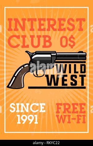 Color vintage wild west banner. Vector illustration, EPS 10 Stock Vector