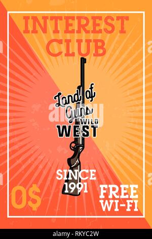Color vintage wild west banner. Vector illustration, EPS 10 Stock Vector