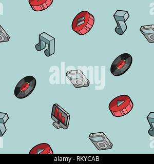Music color outline isometric pattern. Vector illustration, EPS 10 Stock Vector