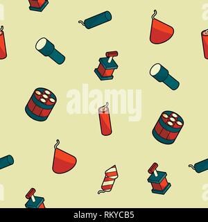 Pyrotechnics color outline isometric pattern. Vector illustration, EPS 10 Stock Vector
