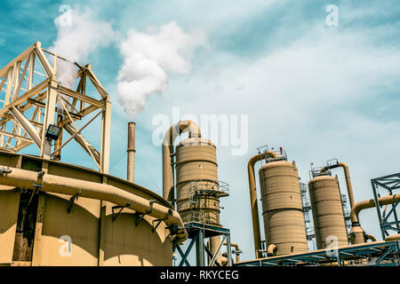 Industrial machinery and structures of a geothermal power plant in Calipatria in California. Stock Photo