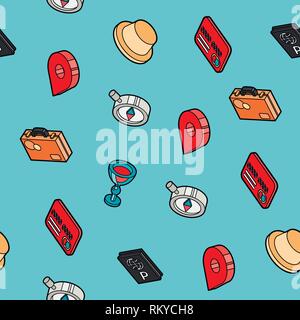 Traveling color outline isometric pattern. Vector illustration, EPS 10 Stock Vector