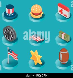 America color isometric icons. Vector illustration, EPS 10 Stock Vector