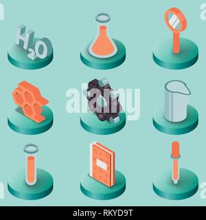 Chemical color isometric icons. Vector illustration, EPS 10 Stock Vector