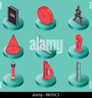 Geometry color isometric icons. Vector illustration, EPS 10 Stock Vector