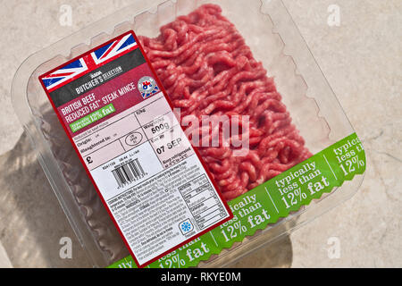 A pack of Asda British minced beef. Stock Photo