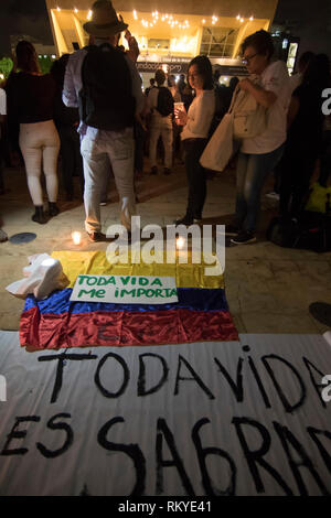 On July 6, 2018, a vigil was held in 25 cities of Colombia and the world as a form of protest for the murder of social leaders in Colombia, which from Stock Photo