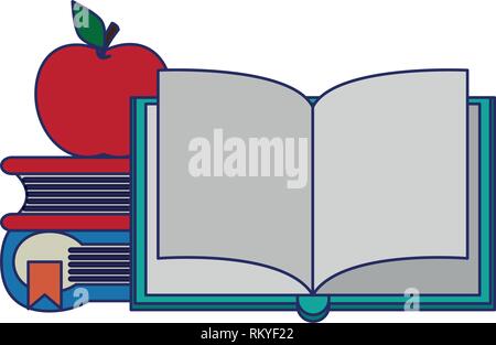 Books and apple cartoons Stock Vector