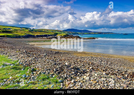 A sunny view of Lettergesh Beach on the west coast of Ireland. Stock Photo