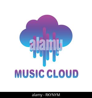 Cloud music vector logo isolated on white background, cloud shape symbol with sound equalizer colorful lines. EPS 10. Stock Vector