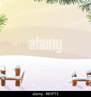 vector cartoon winter landscape outdoor concept Stock Vector