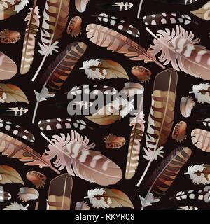 vector feather seamless pattern cute paper art Stock Vector