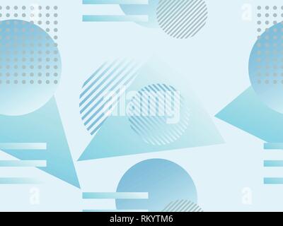 Geometric seamless pattern. Geometric shapes with gradient, memphis style. Zine culture abstract background. Vector illustration Stock Vector