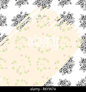Seamless floral background with black and pastel color daisies Stock Vector