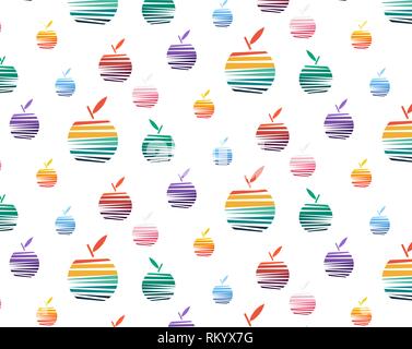 vector illustration set of bright apples pattern Stock Vector