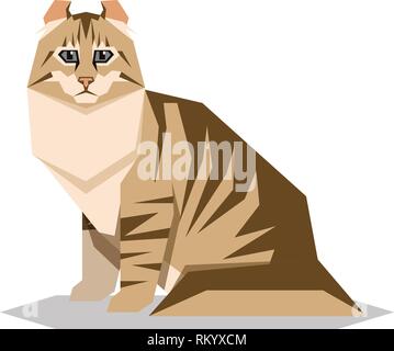 American Curl Cat Breed on white background Stock Vector