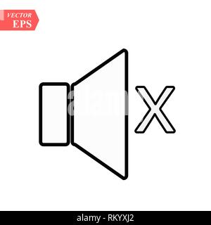 Sound Icon - Sound Off Icon Vector Design Flat Style Symbol, Mute Button Speaker Isolated On light Background eps10 Stock Vector