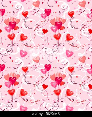 Holiday seamless pattern with heart shape balloons. Stock Vector