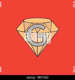 vector illustration of a diamond company logo with the letter g Stock Vector