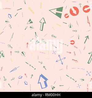 Streamless pattern with topographic arrow icons. Vector abstract illustration. Stock Vector