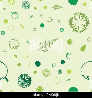 Streamless vector pattern with trees topographic icons Stock Vector