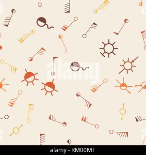 Streamless pattern with topographic  and meteorology icons Stock Vector