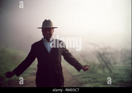 Front view of a mature man wearing hat. Stock Photo